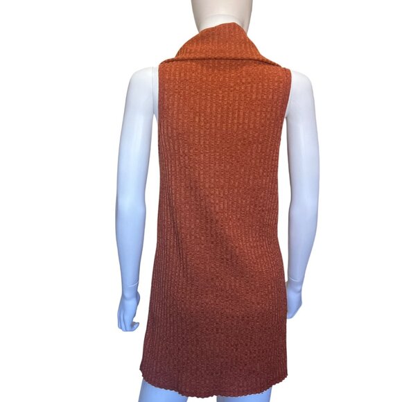ASTR The Label Rust Orange Ribbed Sleeveless Cowl Neck Tunic Side Slit Womens S - Picture 2 of 7